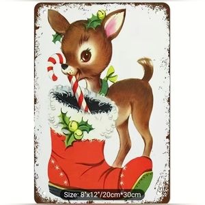 COPY - Tin 8x12 vintage greeting Christmas card inspired signs. CHOOSE 1